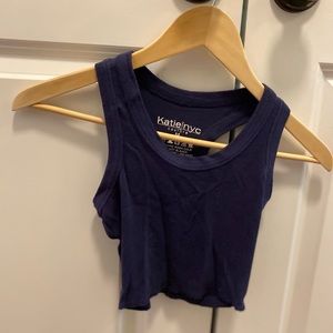 Katie J NYC ribbed tank top blue